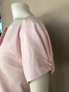 Vestido Rosa Caligrafia - P - Brechó de Casa