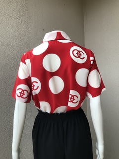 Camisa Crepe Estampa Vermelha - P/M - Brechó de Casa