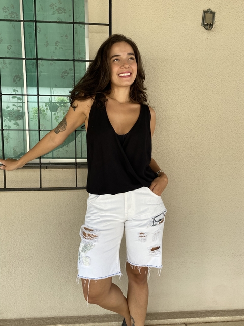 Bermuda Destroyed Branca Animale - 38