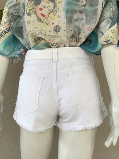 Short Branco Brim - P - Brechó de Casa