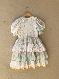 Vestido Infantil Poá/listras - 6-8 Anos