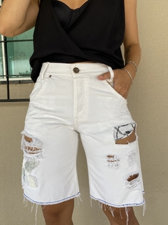 Bermuda Destroyed Branca Animale - 38 - comprar online
