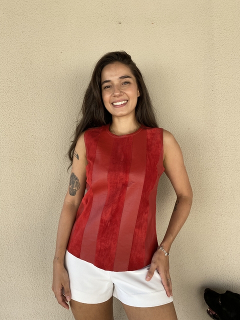 Blusa De Couro Vermelho - P