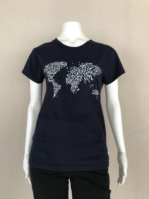 Camiseta Baby Look Azul - M