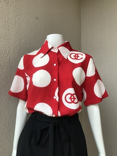 Camisa Crepe Estampa Vermelha - P/M