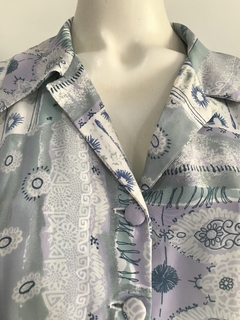 Vestido Estampa Azul - 40 - Brechó de Casa