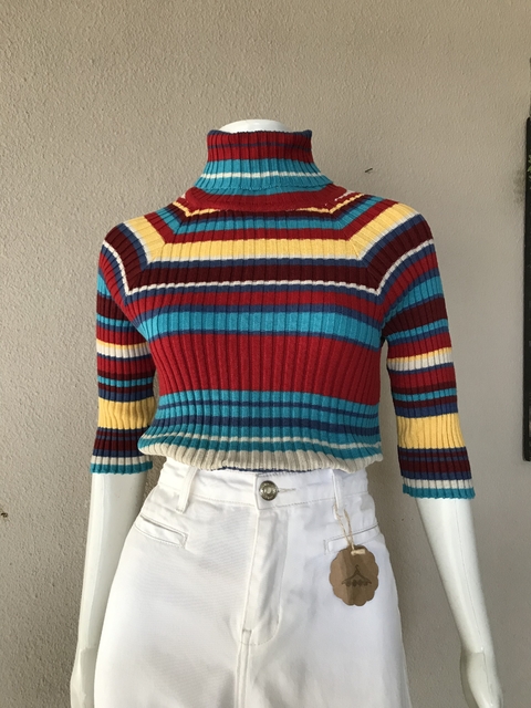 Blusa Tricô Listras Coloridas - M