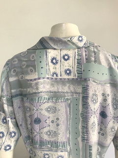 Vestido Estampa Azul - 40 - Brechó de Casa