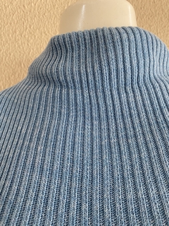 Blusa Tricô Azul Mescla - P - Brechó de Casa