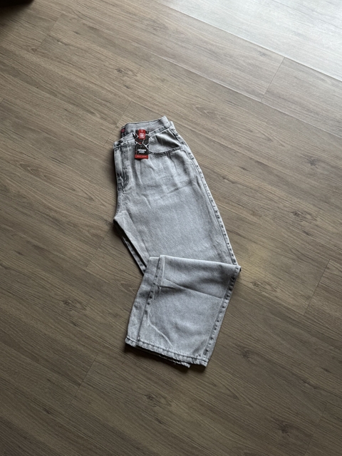 Calça Baggy 'Denim' Estonada cinza claro
