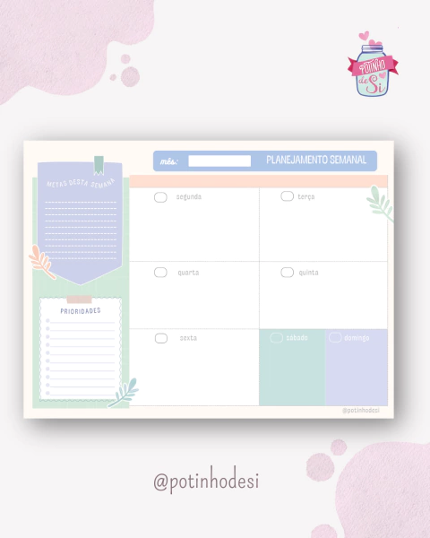 Bloco de Planejamento Semanal (NOTINHAS)