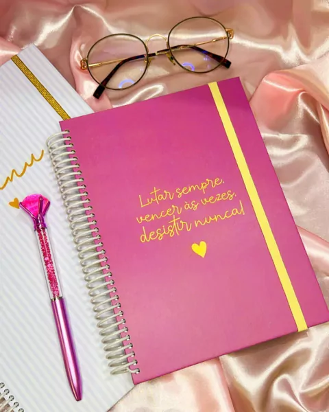 Kit Caderno Rosa + Caneta (Lutar e Vencer)