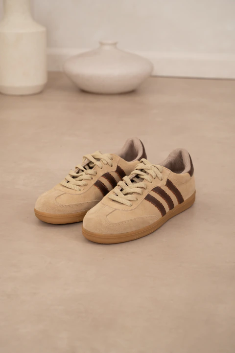 Samba: zapatillas retro cuero gamuzado beige