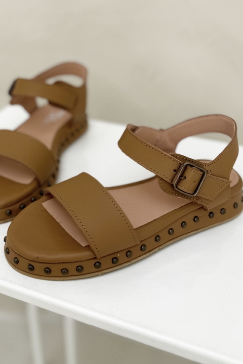 Neptuna sandalias bajas de cuero camel
