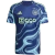 Ajax Away 2025/2026 jersey by Adidas in blue with abstract design and Ziggo logo