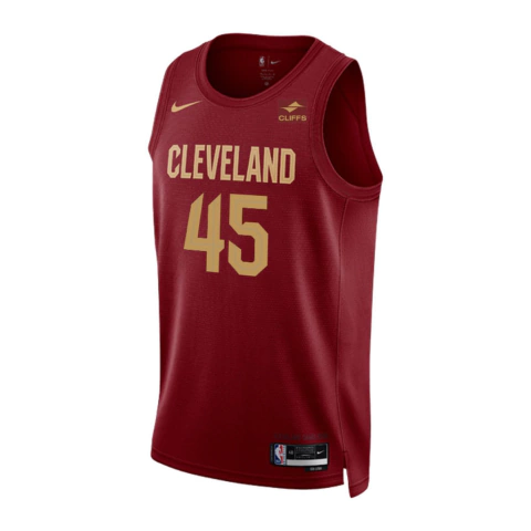 Frente da Camiseta NBA Cleveland Cavaliers Icon 23/24 Vermelha Masculina. Detalhes em silk e destaque para o logo dos Cavaliers. Disponível na R21 Imports!