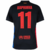 Back view of the Barcelona 2024/2025 away jersey featuring Raphinha's name and number 11 in bold red lettering on a black background.