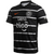 Camisa de futebol masculina preta do Olimpia Away 2025 com listras brancas e logo da Nike.