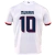 Back view of the San Lorenzo Home 2025 jersey in Atomik White, featuring the name Muniaín and the number 10.