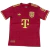Red Bayern Munich jersey celebrating the 125th anniversary, featuring gold accents and the Adidas logo.