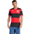 Camisa de futebol masculina do Flamengo, com listras vermelhas e pretas, destacando o logo do clube e a marca Adidas.