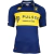 Genoa Fourth 2024/2025 men's jersey in blue and yellow by Kappa, featuring a polo collar and sponsor logo.