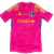Pink Colo-Colo goalkeeper jersey for the 2024/2025 season from Adidas, featuring yellow accents and sponsor logos.