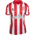 Estudiantes de La Plata Home 2025 jersey in red and white stripes, featuring the team's logo and sponsor.