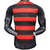 Back view of the Flamengo Home 2025 jersey, featuring red and black horizontal stripes and short sleeves.