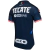 Back view of the Monterrey Home 2025 jersey in blue, featuring sponsor logos and red-striped sleeves.