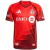 Men's Toronto Home 2025 Adidas red soccer jersey featuring team logo and sponsor branding.