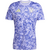 Adidas Tigres Pre Match Wonder Woman 2025 jersey in purple featuring a graphic design with Wonder Woman illustrations and stars.