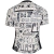 Camisa branca masculina do Club América, com design gráfico em preto, exibindo várias estampas e logotipos relacionados ao time.