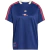 Adidas blue jersey featuring vertical stripes and a classic design, showcasing the Arsenal logo and iconic three stripes on the sleeves.