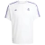Men's Real Madrid Terrace Icons 2025 jersey in white with purple accents and Adidas logo.