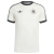 Camisa de futebol branca da Alemanha, modelo 2023/2024, da marca Adidas, com detalhes em preto e logotipo da seleção.