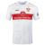 White Stuttgart Home 22/23 men's football jersey featuring a red stripe and sponsor logos.