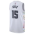 Denver Nuggets City Edition 2024/2025 White Men's Swingman Jersey featuring player Jokic's name and number 15 on the back, with colorful side design.