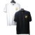 Two soccer jerseys from the Santos Football Club, one white and one black, featuring a gold emblem and the name "Pelé" on the sleeves.
