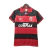 Camisa de futebol retrô do Flamengo 1990 nas cores vermelha e preta com logo Adidas e patrocínio Lubrax