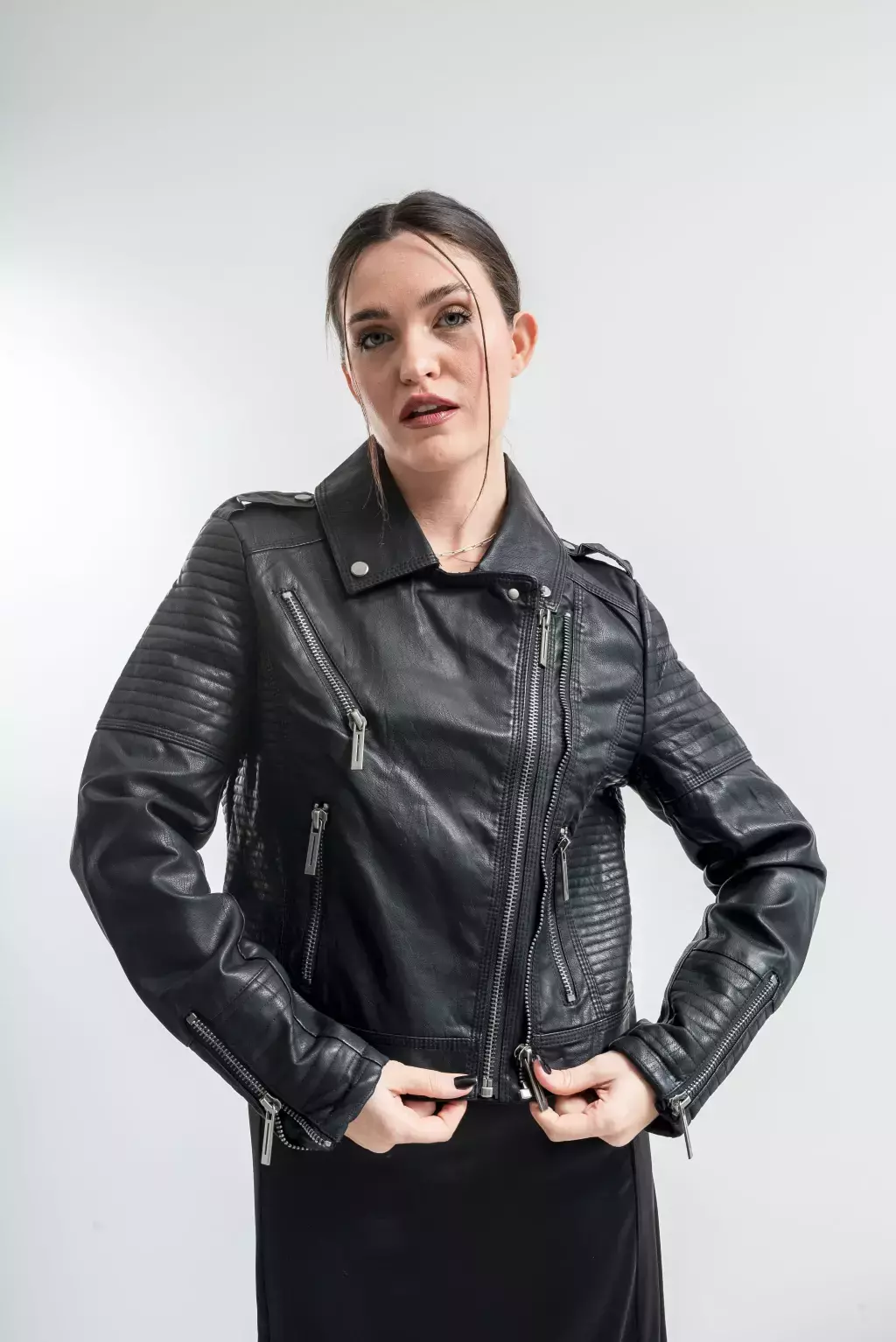 CAMPERA SIMIL CUERO DOBLE CIERRE
