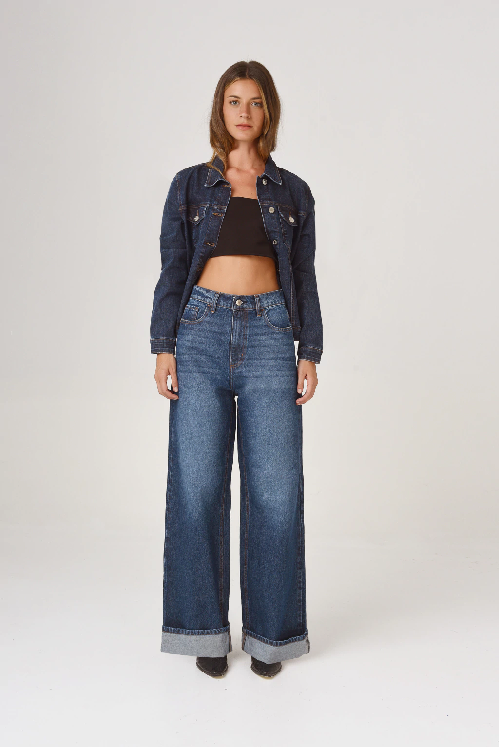 JEAN WIDE LEG STONY