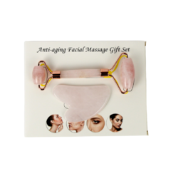 SET MASAJEADOR ROLLER ROSE QUARTZ + GUA SHA - comprar online