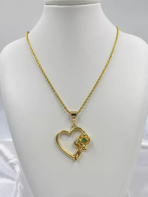 Colar Coração c/ Flor