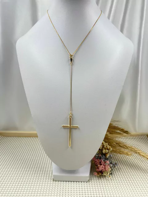 Colar Gravatinha Cruz - Banhada a Ouro Flash