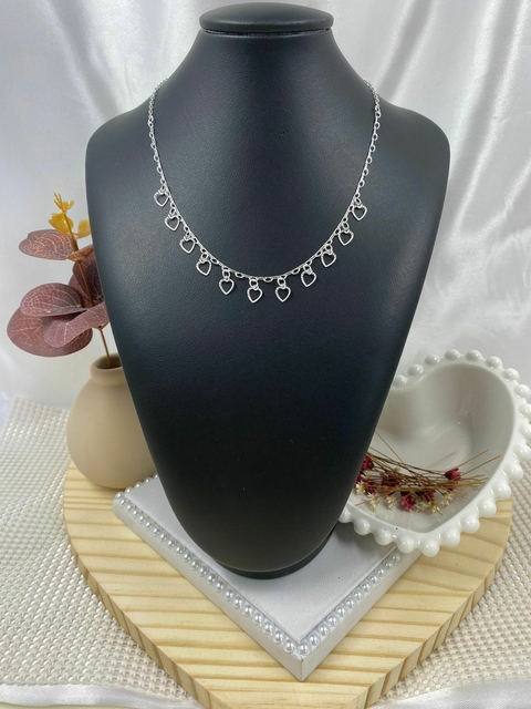 Choker prata coração