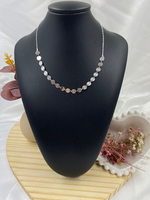 Choker Círculos Medalhinha - Folheada a Prata