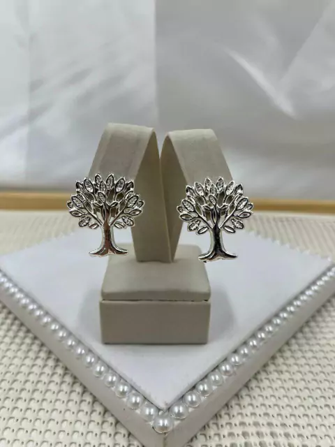Brinco Folheado Árvore Prata