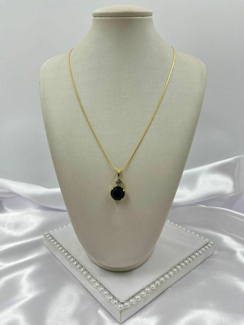 Colar Pingente Pedra - Banhado a Ouro Flash