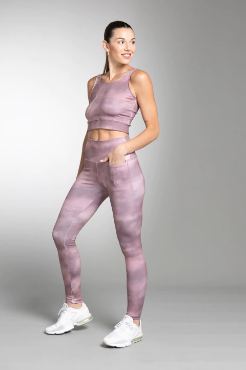 Leggings microfibra estampada con bolsillo